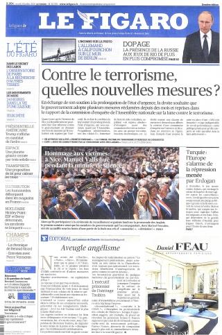 Le Figaro Quotidien Du Lundi Au Vendredi -Papier Et Numerique France ( Daily) Magazine